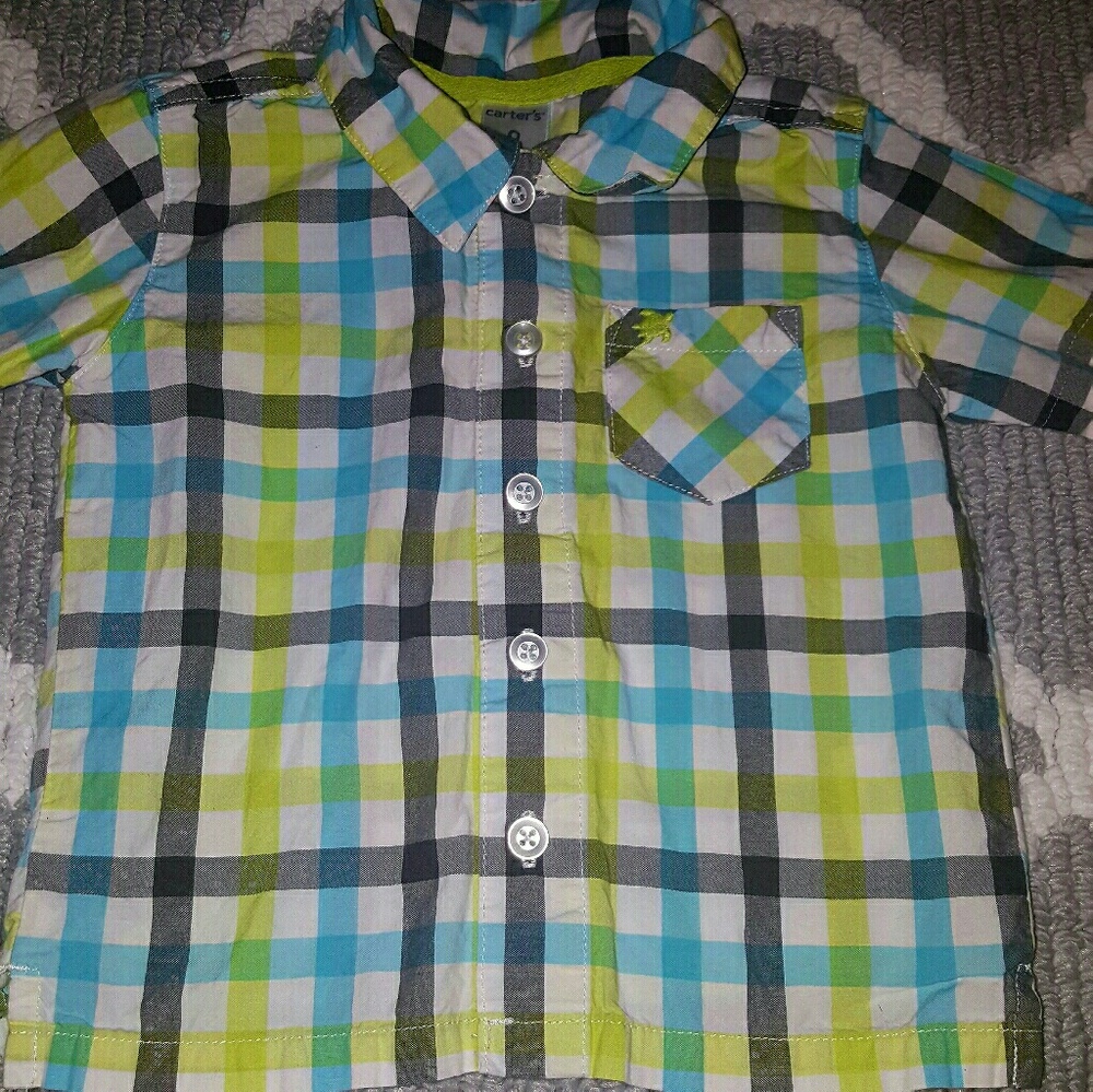 Baby boys long sleeve plaid shirt size 9 mths